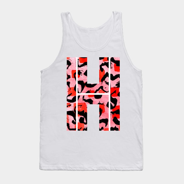 Abstract Letter H Watercolour Leopard Print Alphabet Red Tank Top by Squeeb Creative